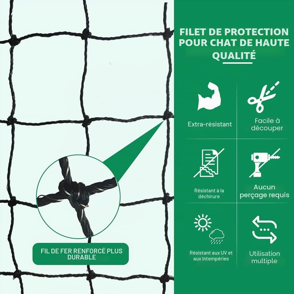 Filet de protection chat renforcé 6x3m - Jusqu'à -40% sur l'outlet