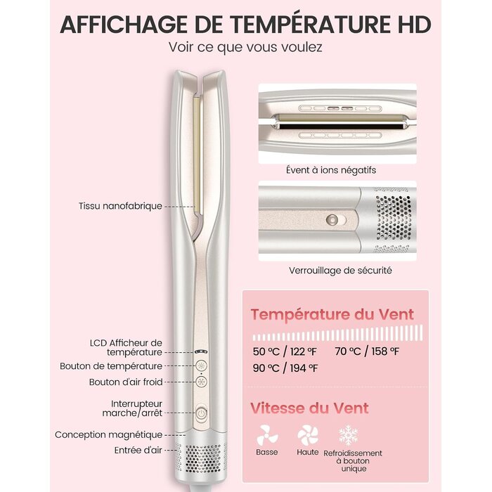 Lisseur à air chaud - Coiffure rapide et professionnelle - Jusqu'à -61%