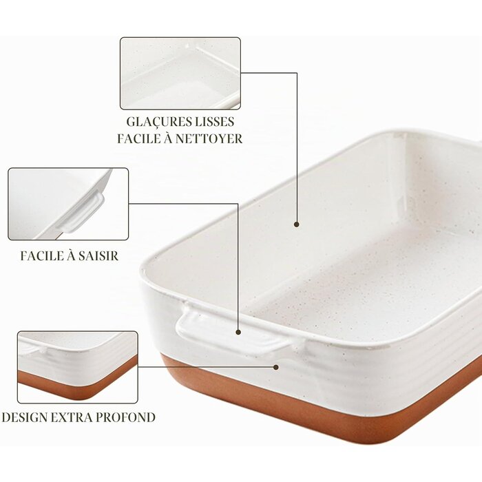 Plat à four rectangulaire en céramique 4,8L - Ivoire - Jusqu'à -59%