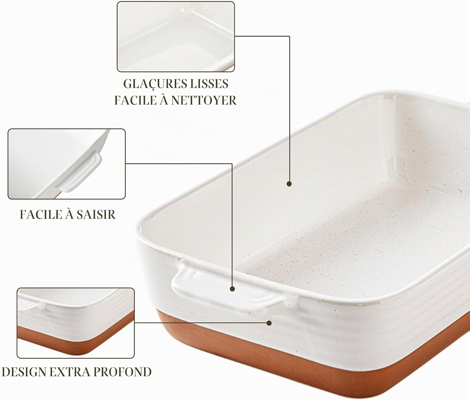 Plat à four rectangulaire en céramique 4,8L - Ivoire - Jusqu'à -59%