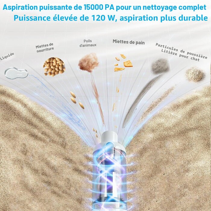 Aspirateur à main sans fil 120W - Puissant et compact - Jusqu'à -59% de remise