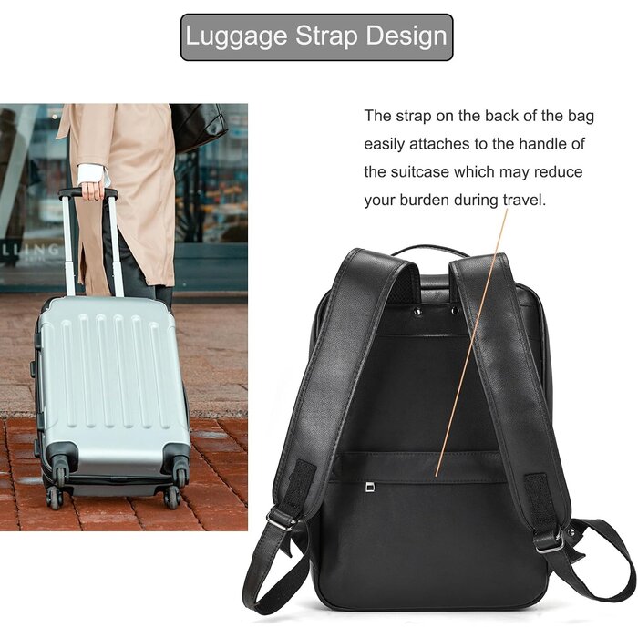Sac à dos ordinateur en cuir véritable - Noir - Jusqu'à -47%