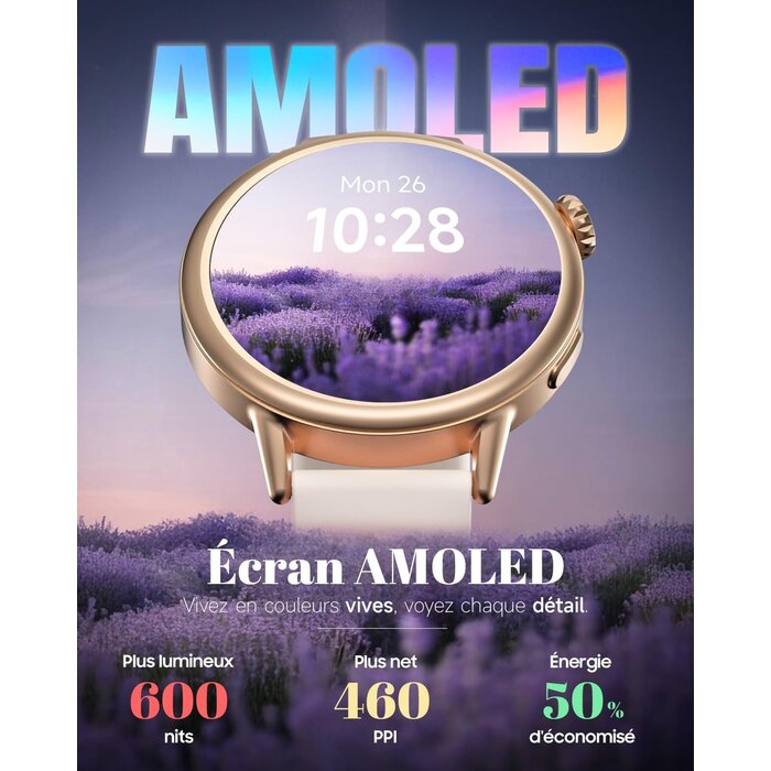 Montre connectée AMOLED 37mm - Beige - Jusqu'à -28% sur votre forme