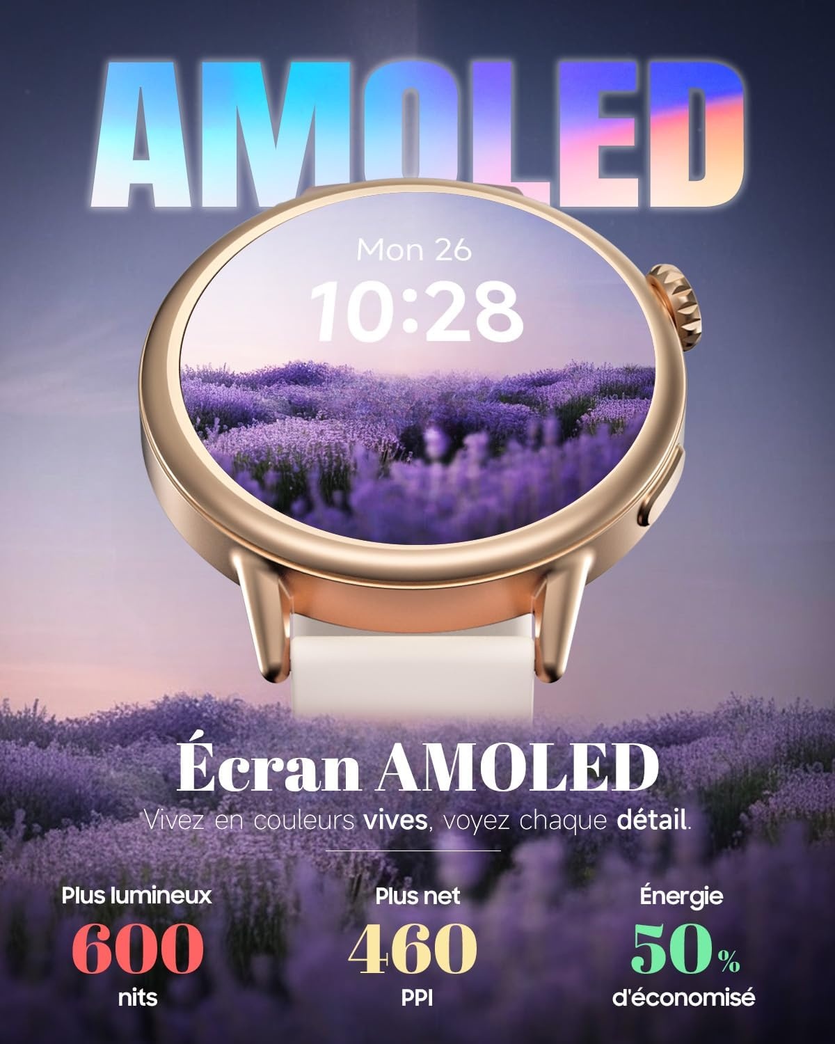 Montre connectée AMOLED 37mm - Beige - Jusqu'à -28% sur votre forme