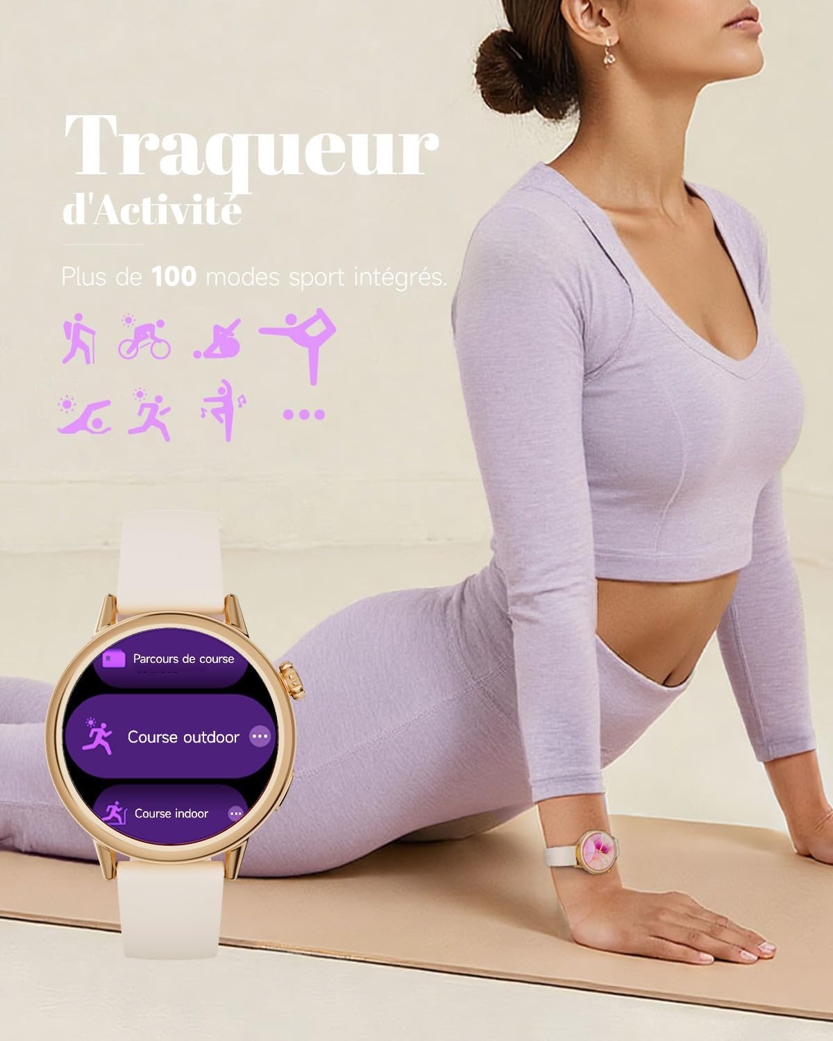 Montre connectée AMOLED 37mm - Beige - Jusqu'à -28% sur votre forme