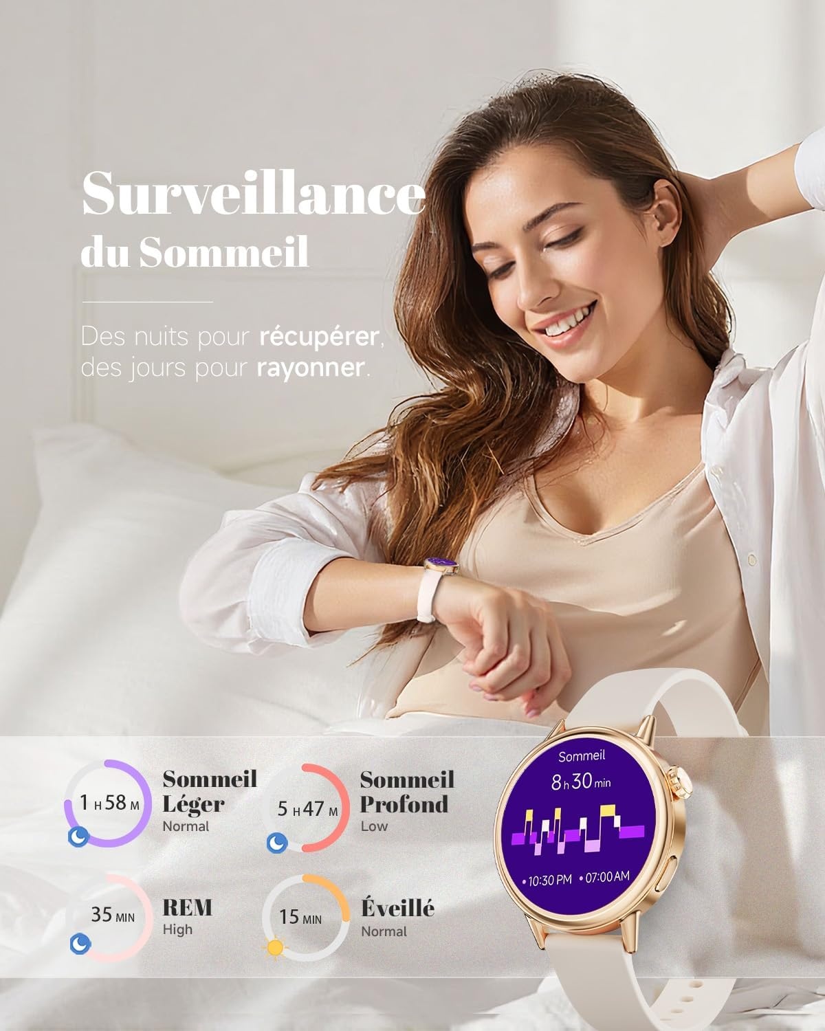 Montre connectée AMOLED 37mm - Beige - Jusqu'à -28% sur votre forme