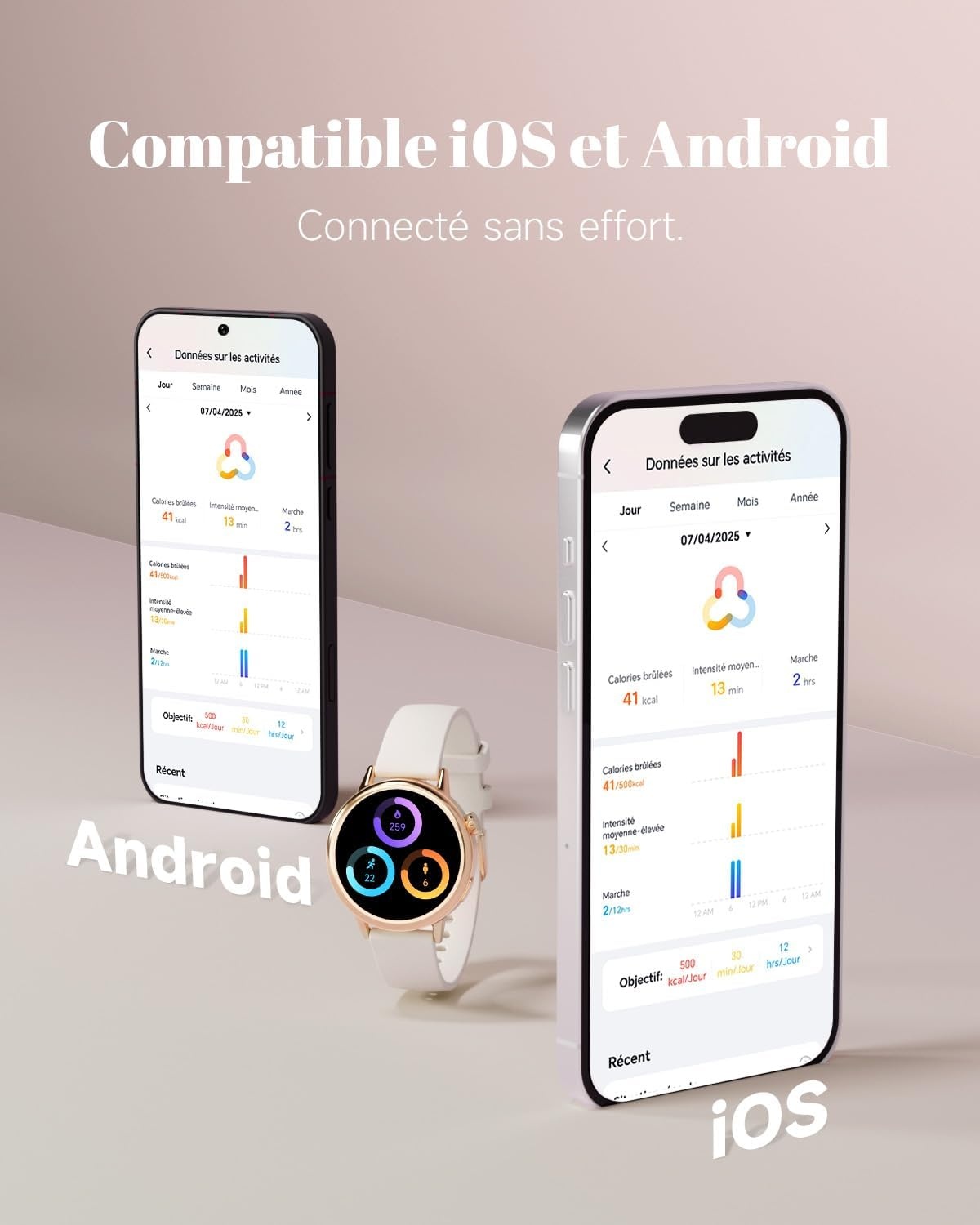 Montre connectée AMOLED 37mm - Beige - Jusqu'à -28% sur votre forme