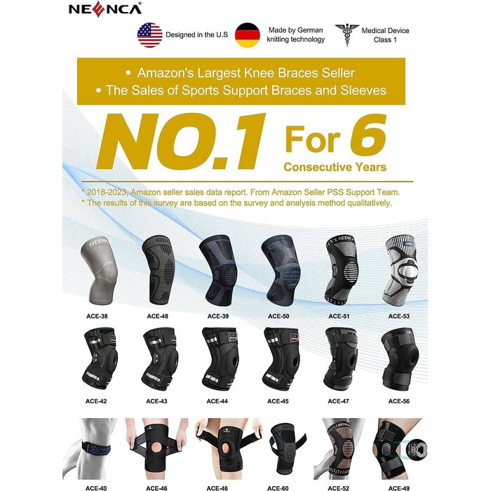 Neenca Genouillère médicale stabilisatrice XL - Gris foncé - Jusqu'à -59%