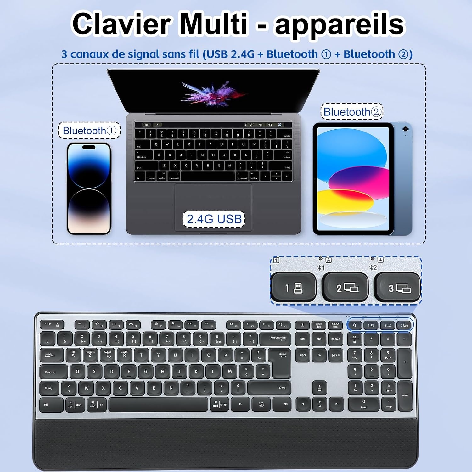 Citlla Clavier ergonomique sans fil QWERTY rétroéclairé - Jusqu'à 61% de réduction