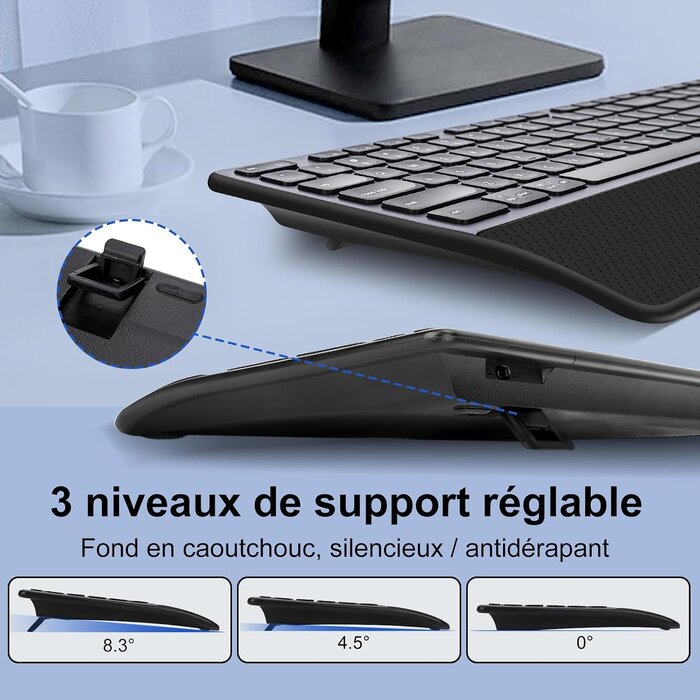 Citlla Clavier sans fil ergonomique rétroéclairé - Jusqu'à 61% de réduction