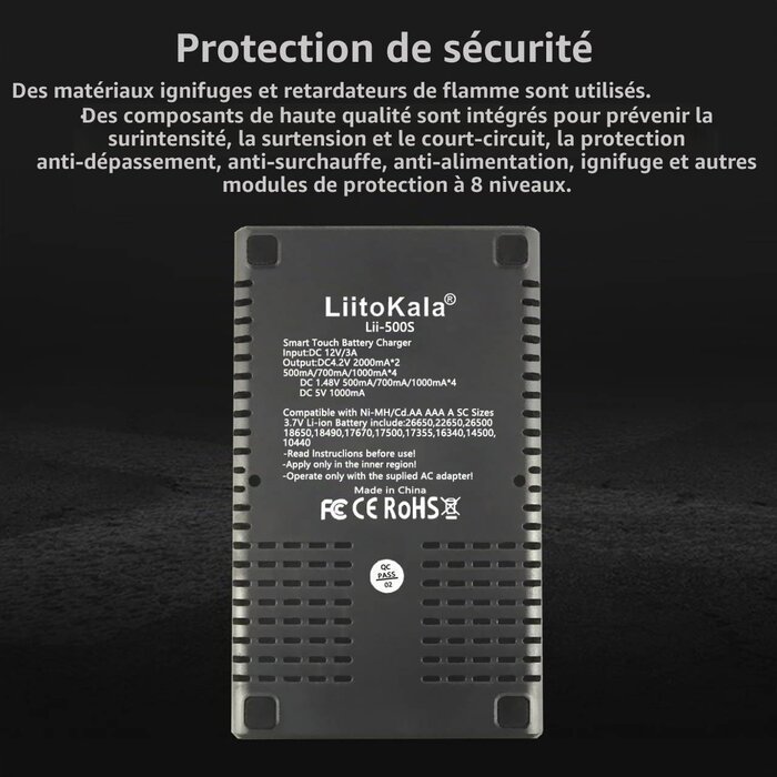 Chargeur intelligent 4 slots AA/AAA/18650/21700 - Jusqu'à 62% de remise