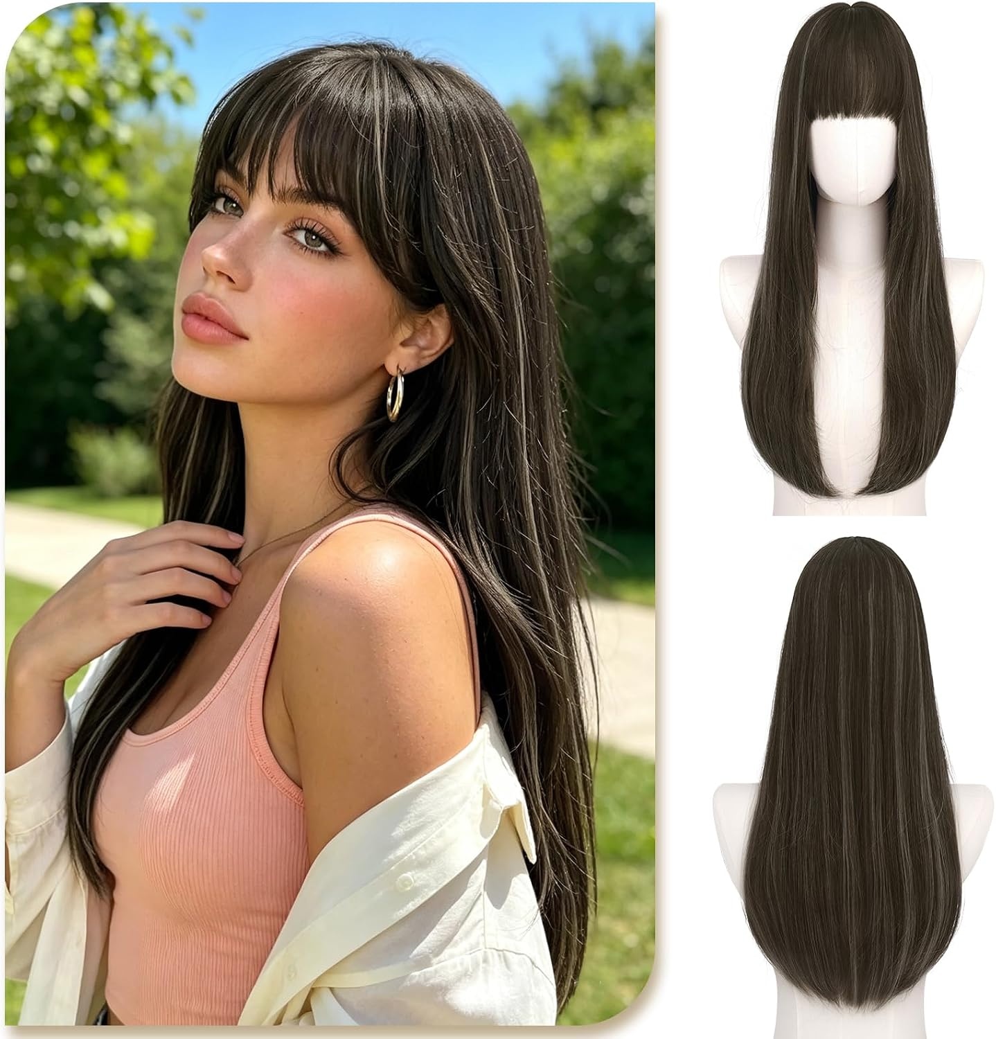 Perruque synthétique blonde 60 cm lisse - Jusqu'à -59% sur l'outlet
