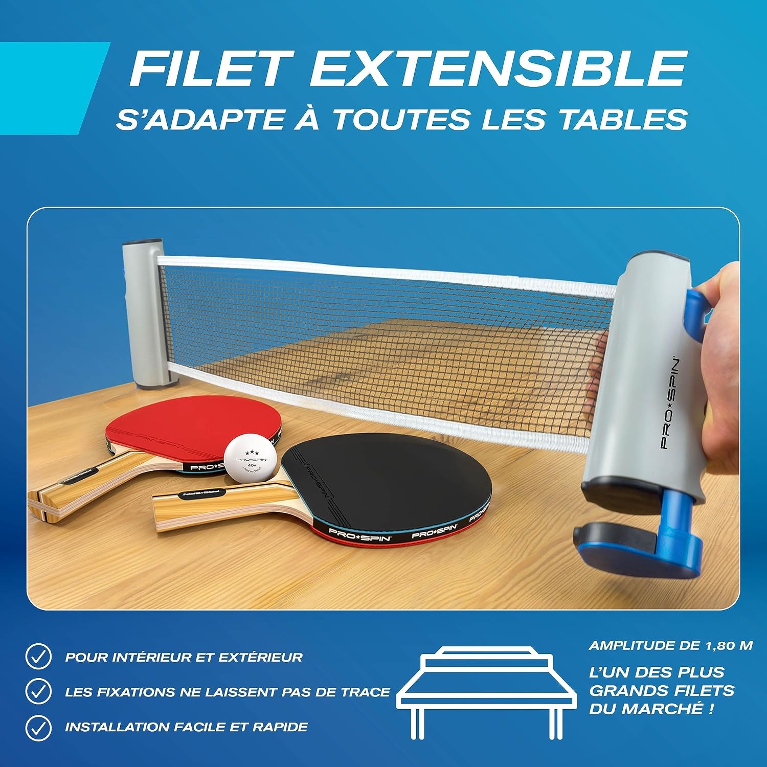 Filet de ping-pong rétractable portable - Jusqu'à -57% de remise