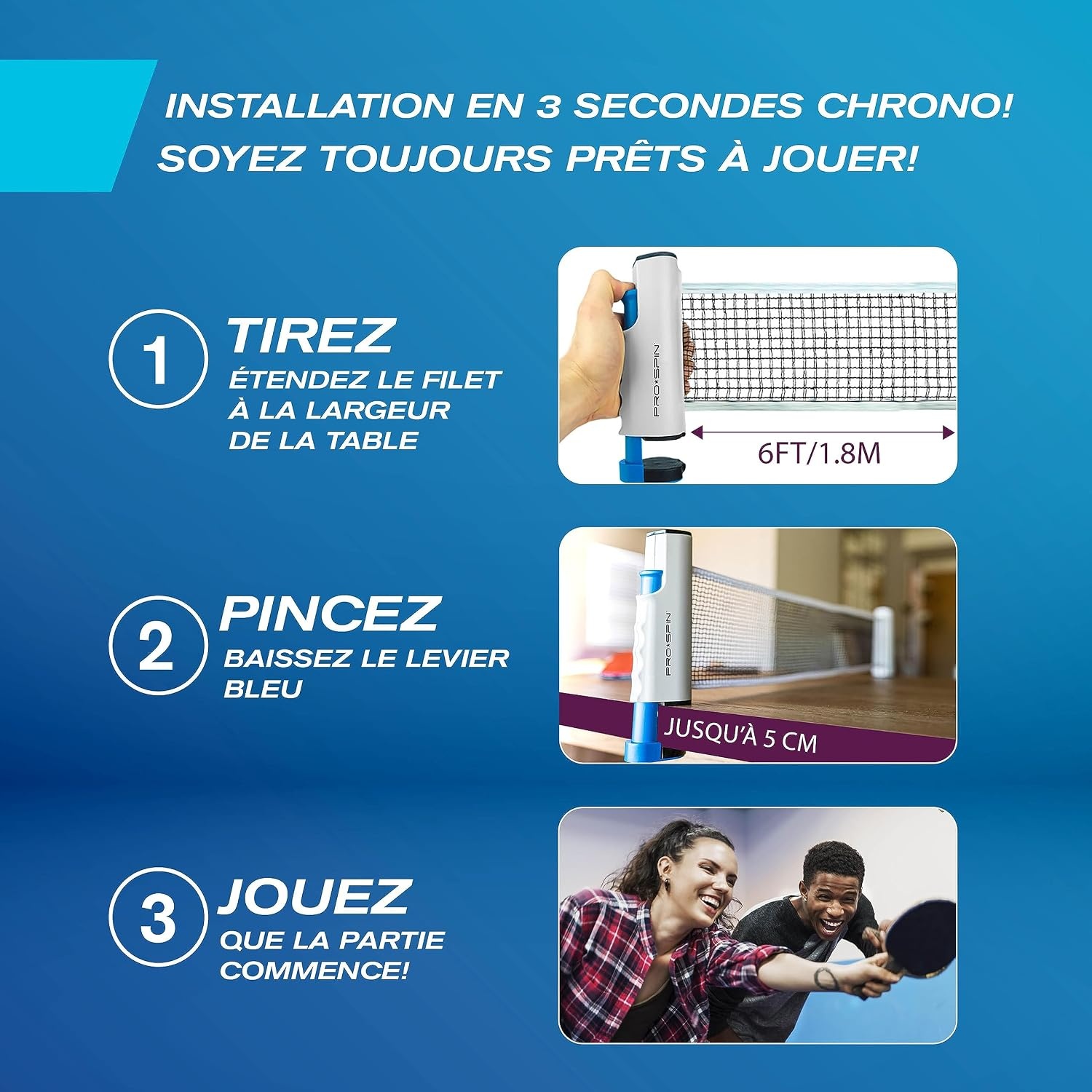 Filet de ping-pong rétractable portable - Jusqu'à -57% de remise
