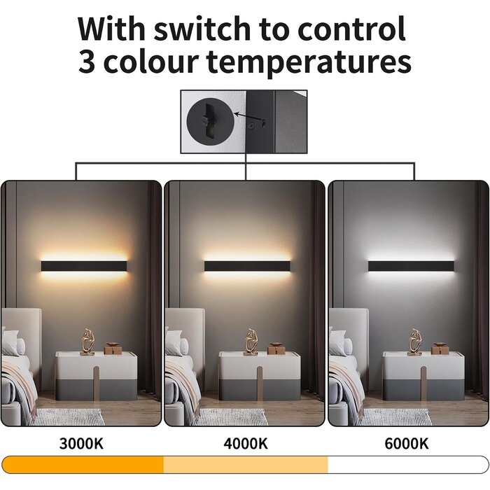 Applique murale LED 20W 66cm - Noir - Jusqu'à -62% de remise