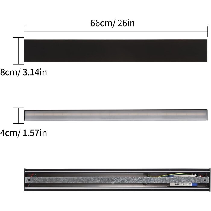Applique murale LED 20W 66cm - Noir - Jusqu'à -62% de remise