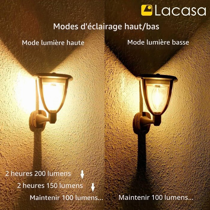 Lot de 2 Lampes Solaires Murales LED - Jusqu'à 61% de réduction