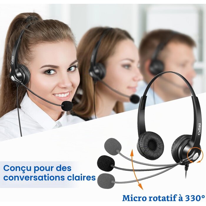 Micro-casque professionnel RJ45 à suppression de bruit - Jusqu'à 61% de réduction