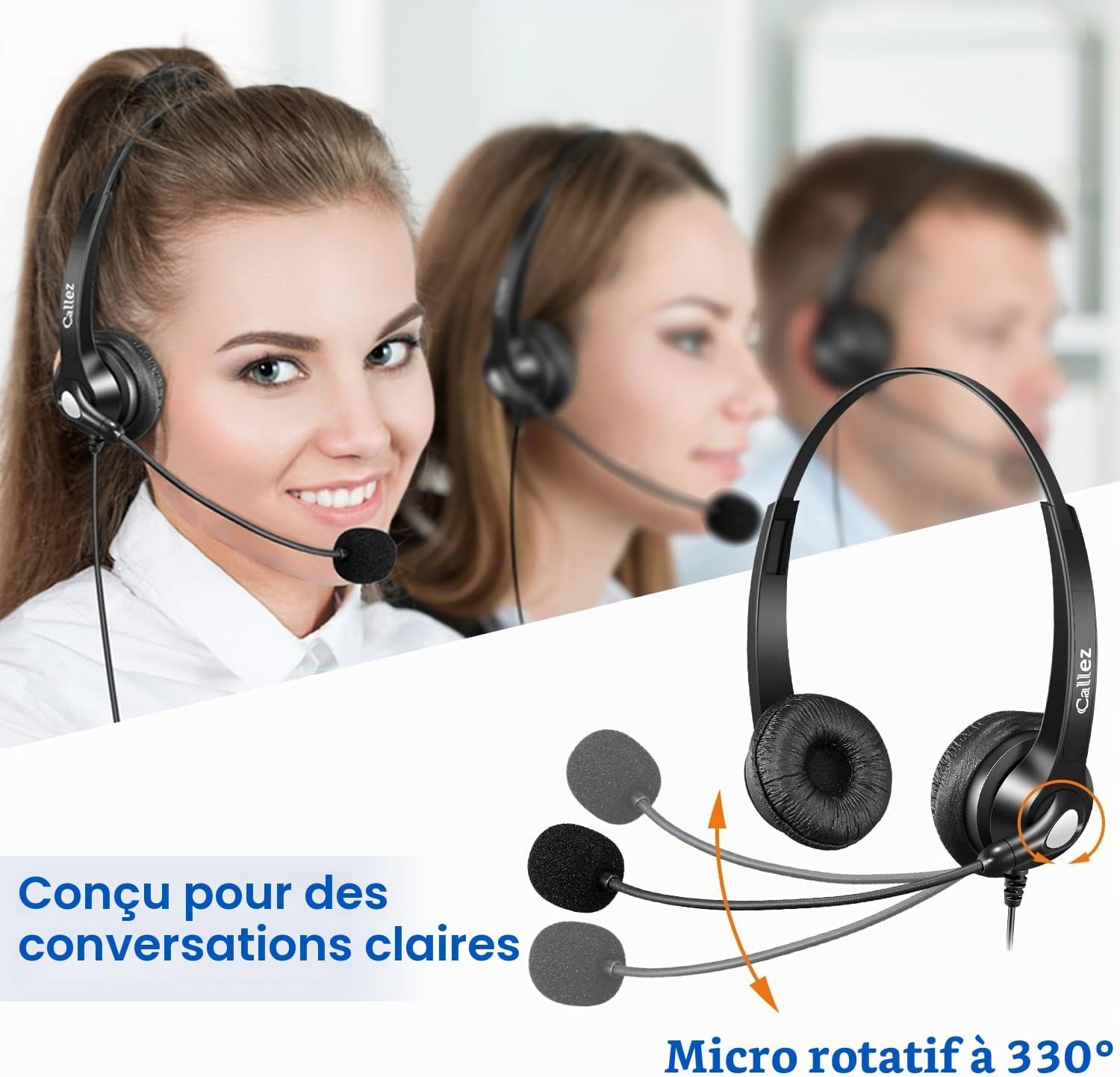 Micro-casque professionnel RJ45 à suppression de bruit - Jusqu'à 61% de réduction