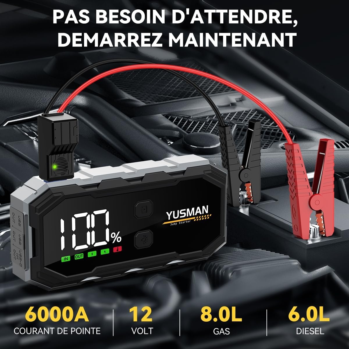 Booster de batterie 6000A avec Powerbank - Jusqu'à 32% de remise