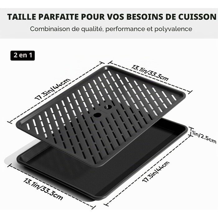 Set plaque et grille de cuisson inox 44x33cm - Jusqu'à 60% de réduction