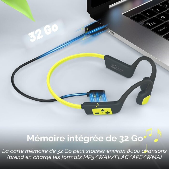 Casque Conduction Osseuse MP3 32Go IP68 - Jusqu'à -46% de réduction