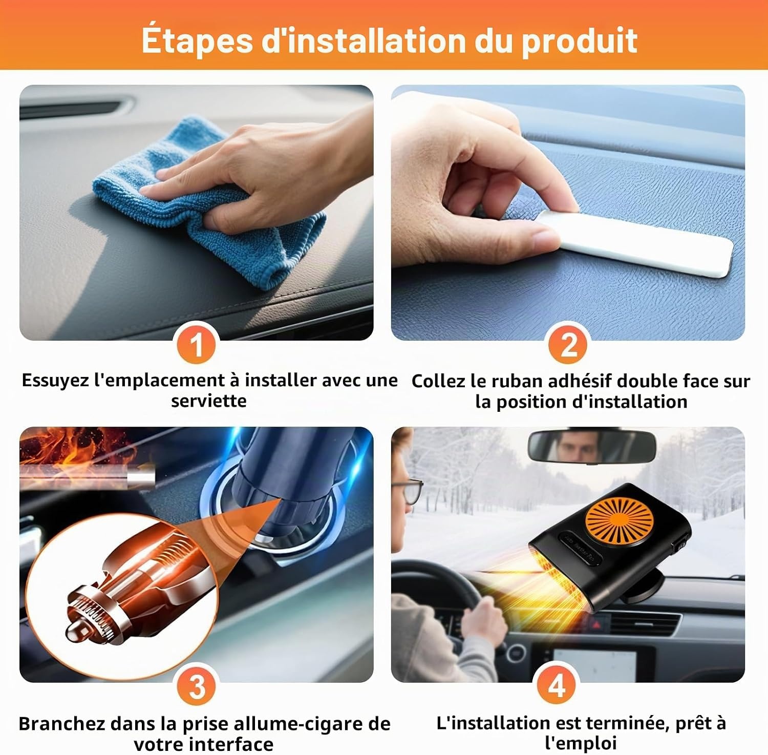 Chauffage portable 12V 200W pour voiture - Dégivreur - Jusqu'à -30%