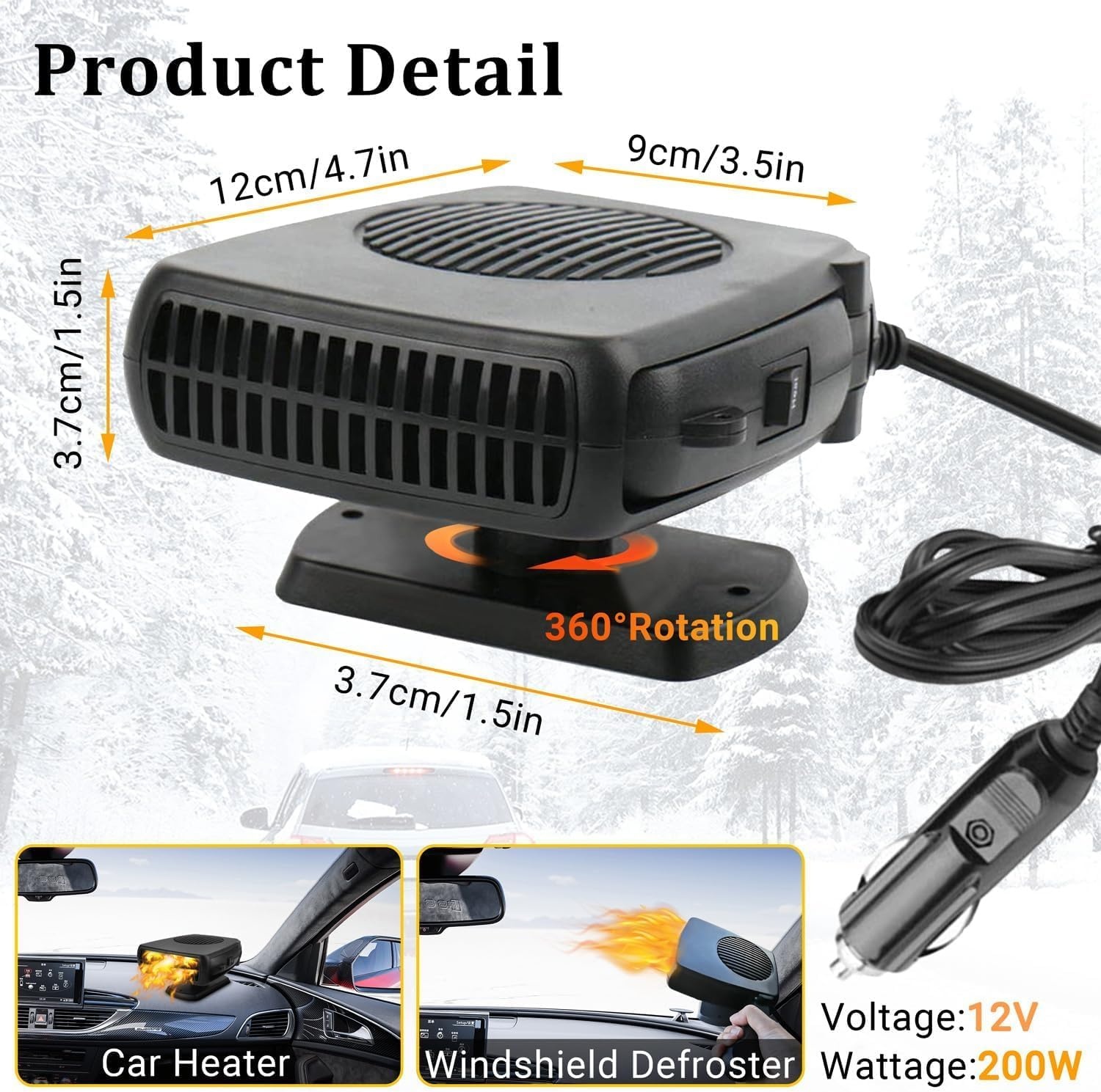 Chauffage et Dégivreur Auto 12V 200W - Jusqu'à 30% de remise