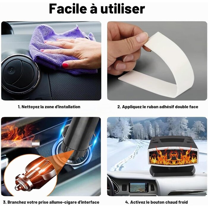 Chauffage portable 12V pour voiture - Dégivreur 200W - Jusqu'à 30% de remise