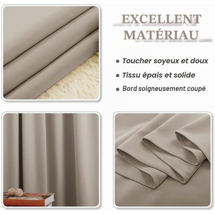 Rideaux occultants thermiques 140x280cm - Sable - Jusqu'à -33%