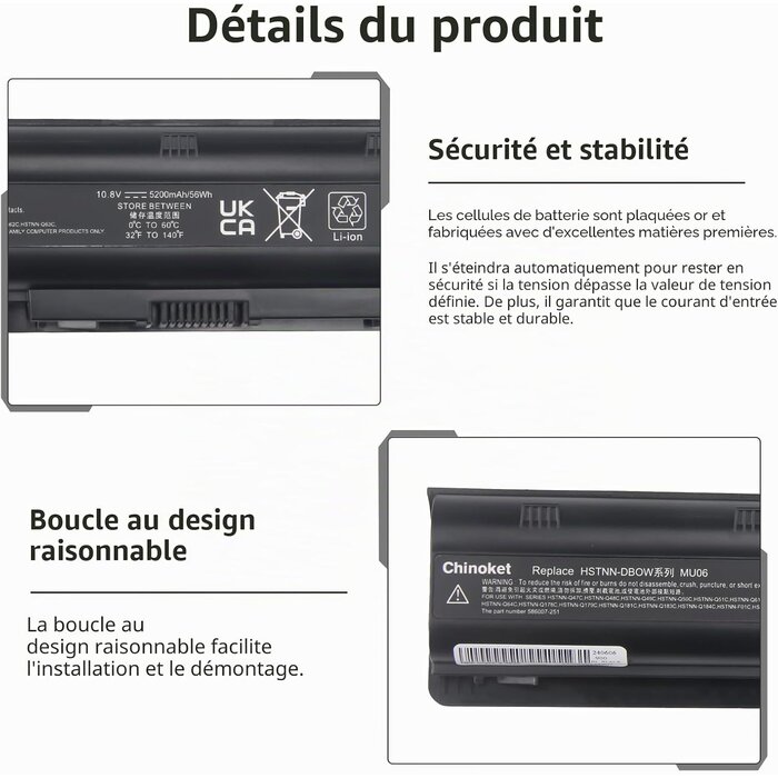 Batterie PC Portable Compatible HP MU06 MU09 - Jusqu'à -31% de remise