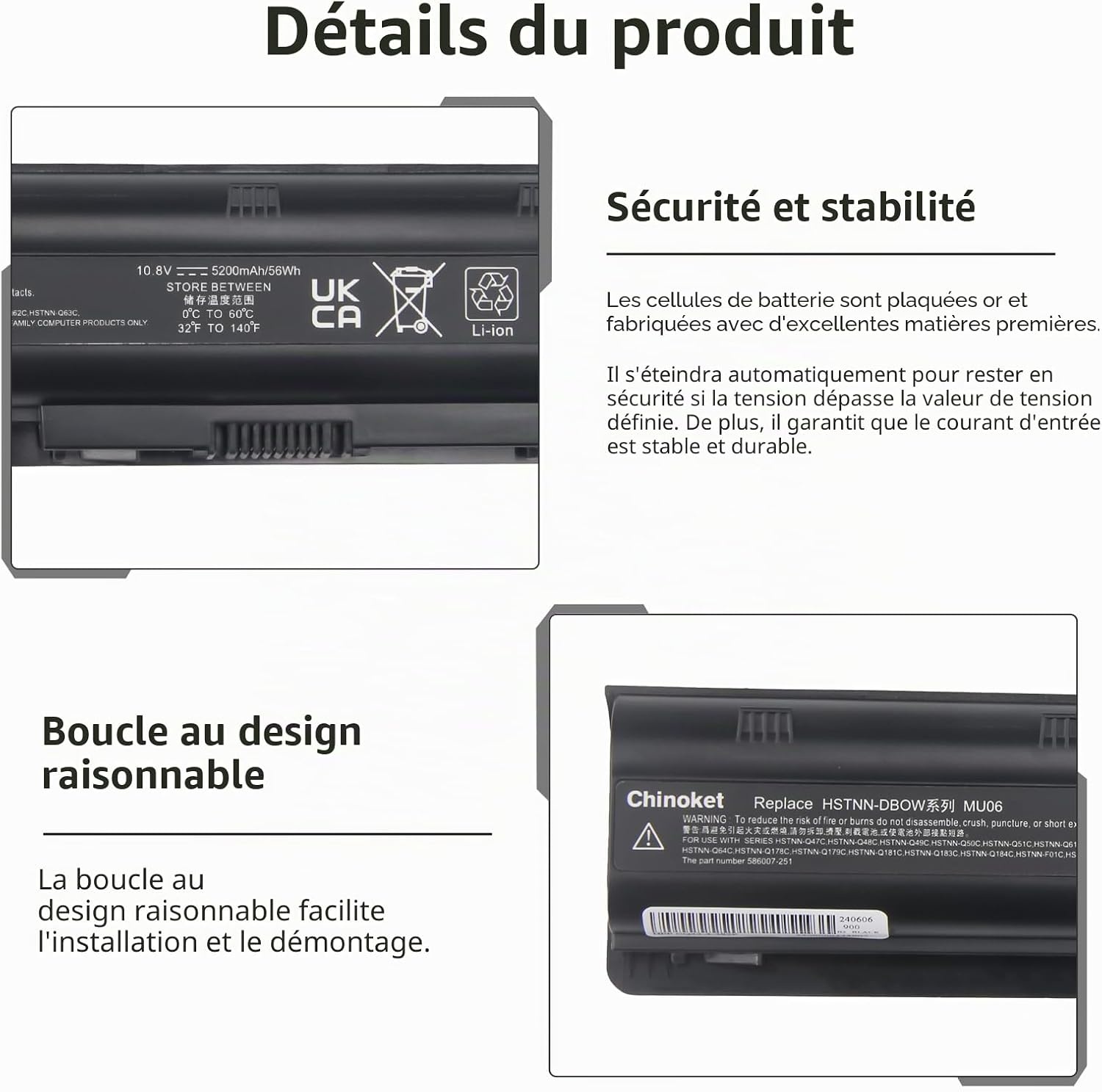 Batterie PC Portable 5200mAh - 22% de remise - État Déballé