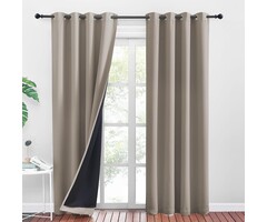 Rideaux occultants 100% sable 260x140cm - Set de 2 - Jusqu'à 34% de remise
