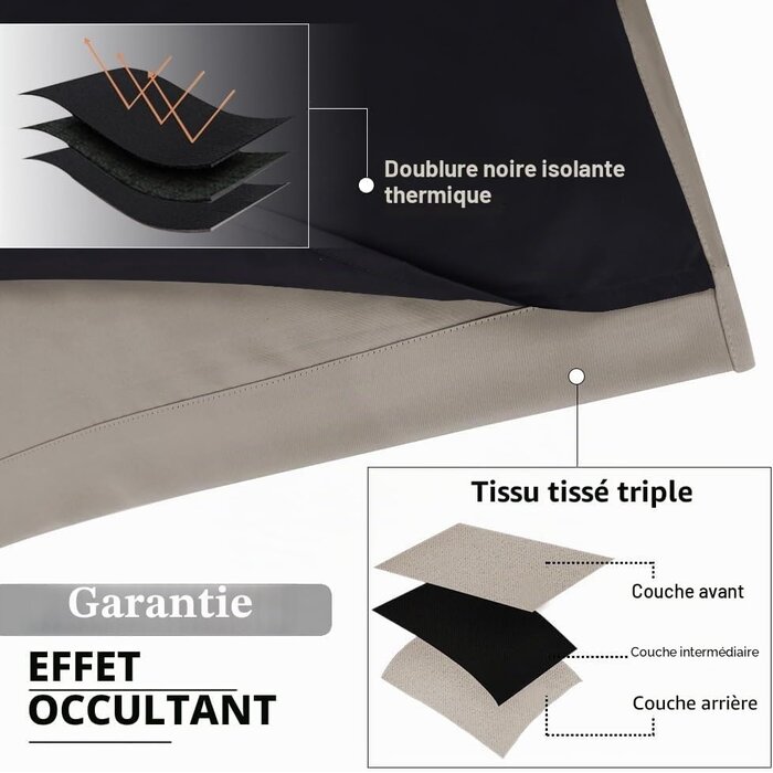 Rideaux occultants 100% sable 260x140cm - Set de 2 - Jusqu'à 34% de remise