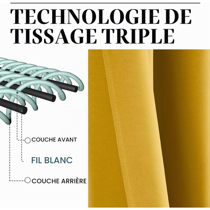 Lot de 2 rideaux occultants thermiques dorés - Jusqu'à -33%
