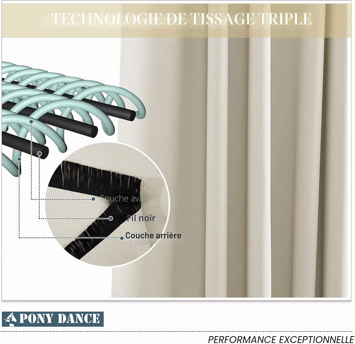 Lot de 2 rideaux occultants thermiques beige - Jusqu'à -33%