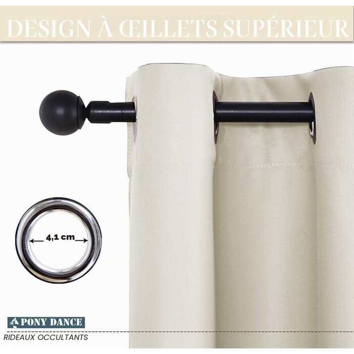 Lot de 2 rideaux occultants thermiques beige - Jusqu'à -33%