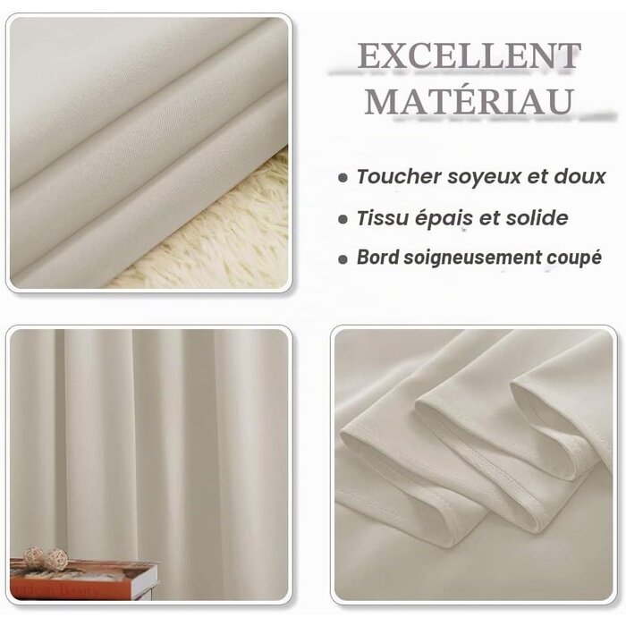 Lot de 2 rideaux occultants thermiques beige - Jusqu'à -33%