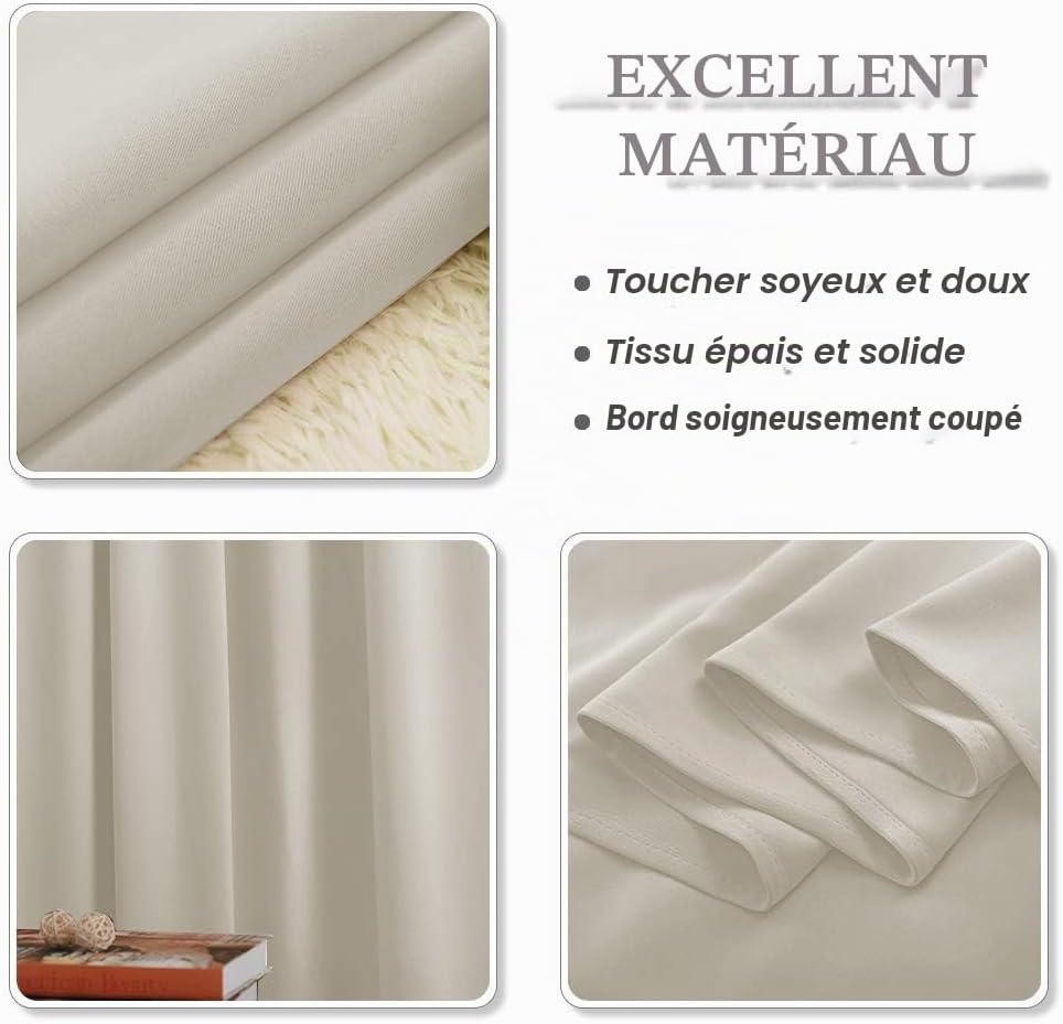 Lot de 2 rideaux occultants thermiques beige - Jusqu'à -33%