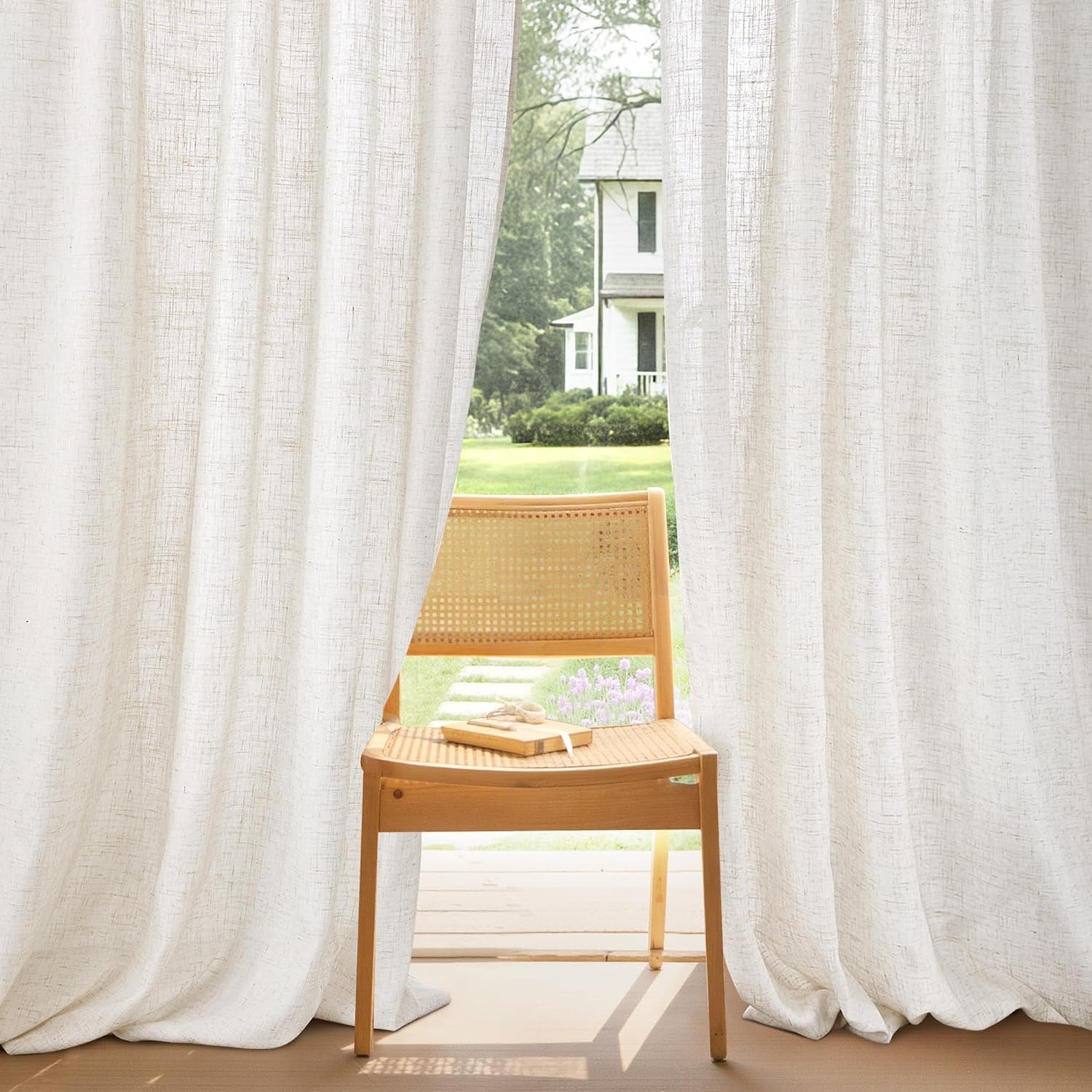 Rideau semi-transparent aspect lin 300x225cm - Jusqu'à -33%