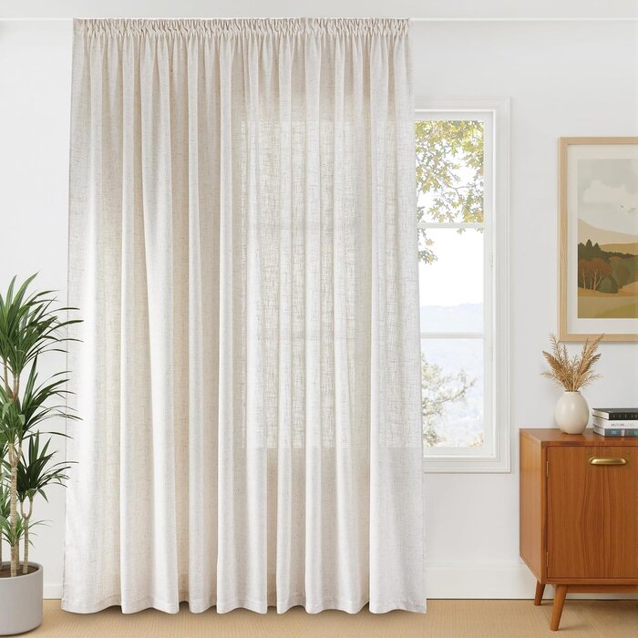Rideau semi-transparent aspect lin 300x225cm - Jusqu'à -33%
