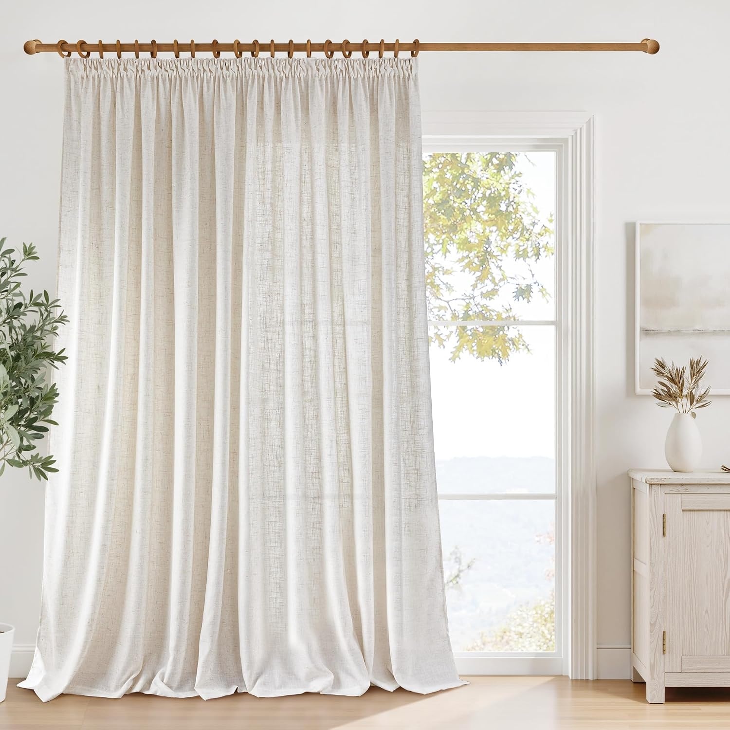 Rideau semi-transparent aspect lin 300x225cm - Jusqu'à -33%