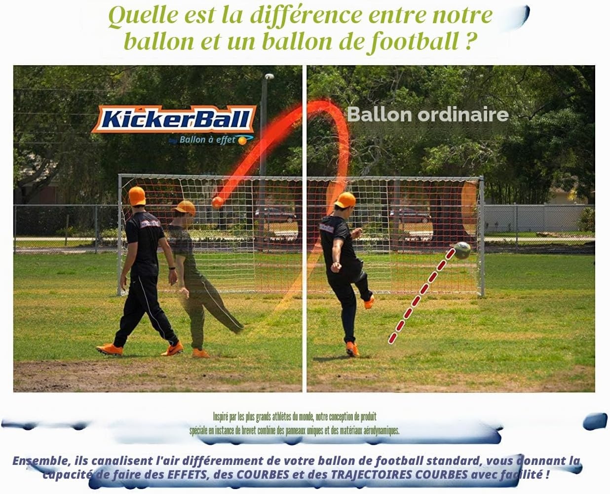 Ballon de football à effet aérodynamique - Orange/Blanc - Jusqu'à -57%