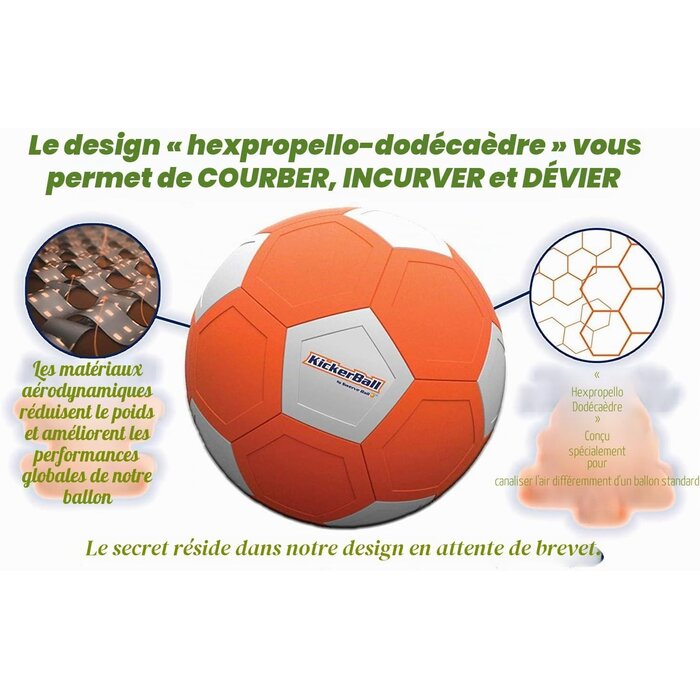 Ballon de football à effet aérodynamique - Orange/Blanc - Jusqu'à -57%