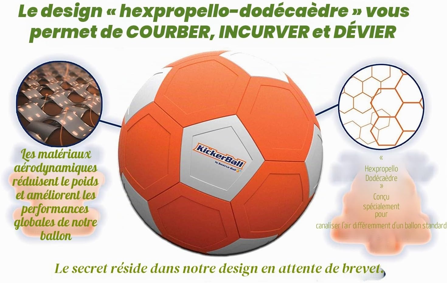 Ballon de football à effet aérodynamique - Orange/Blanc - Jusqu'à -57%