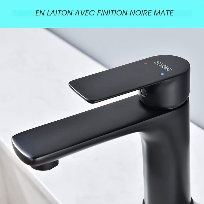 Mitigeur Lavabo Laiton Noir Mat - Design Moderne - Jusqu'à -62%