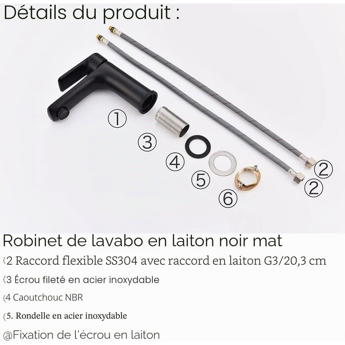 Mitigeur Lavabo Laiton Noir Mat - Design Moderne - Jusqu'à -62%