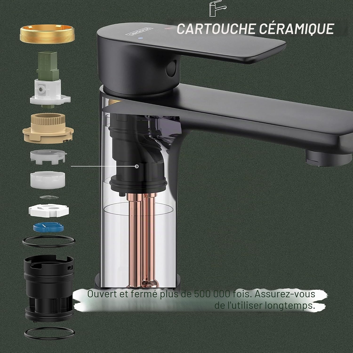 Mitigeur Lavabo Laiton Noir Mat - Design Moderne - Jusqu'à -62%
