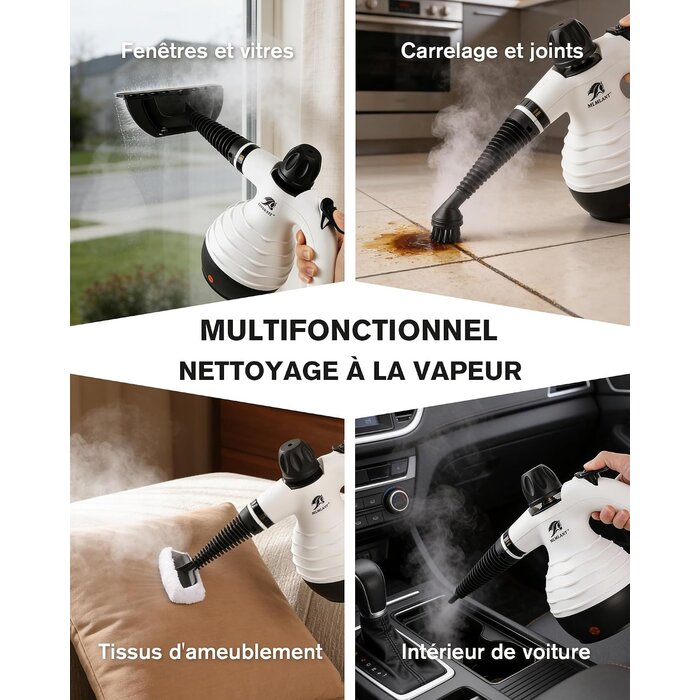 Nettoyeur vapeur portatif 1050W - 10 accessoires - Jusqu'à 63% de réduction