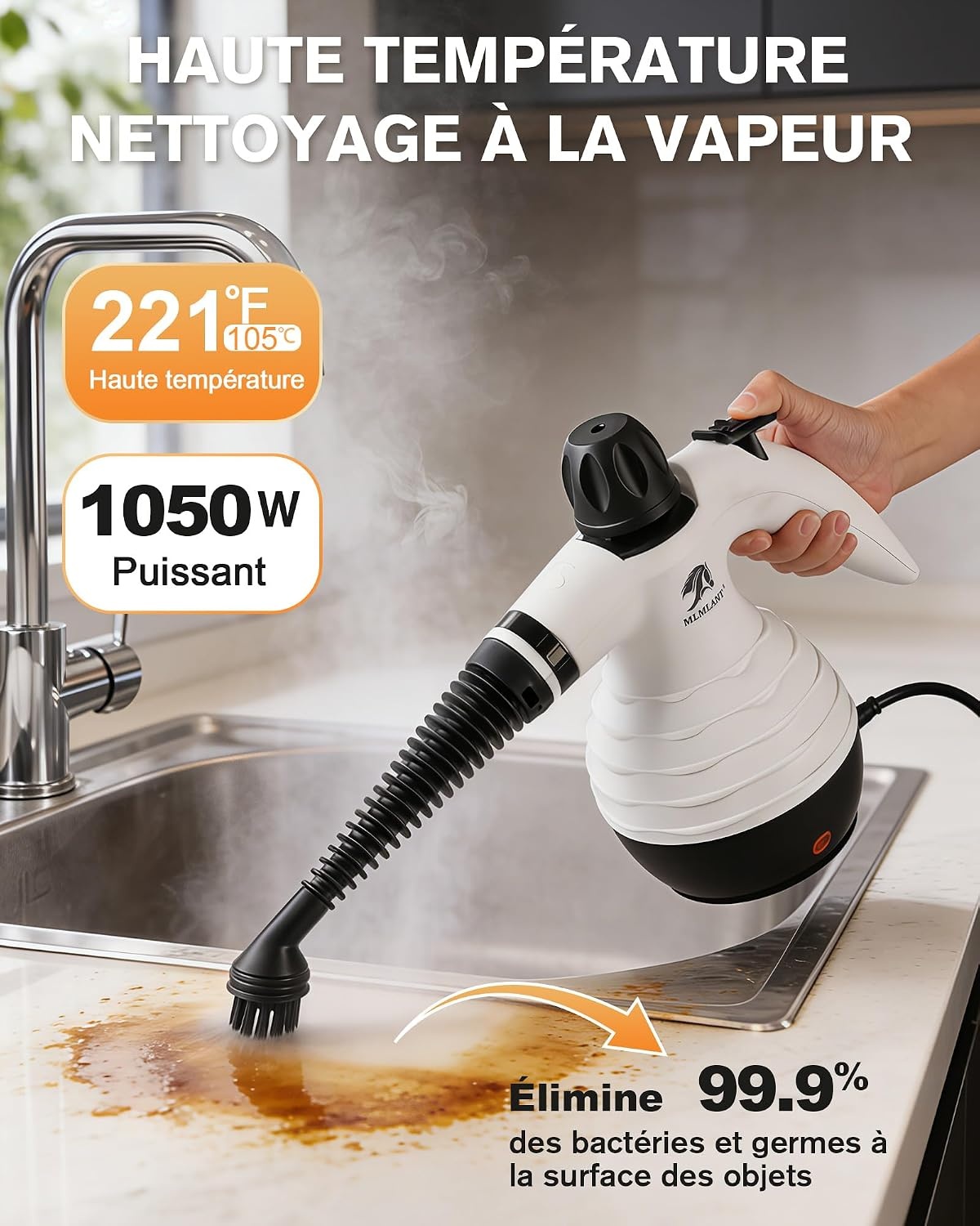 Nettoyeur vapeur portable multifonction - 1050W - Jusqu'à -63% de remise